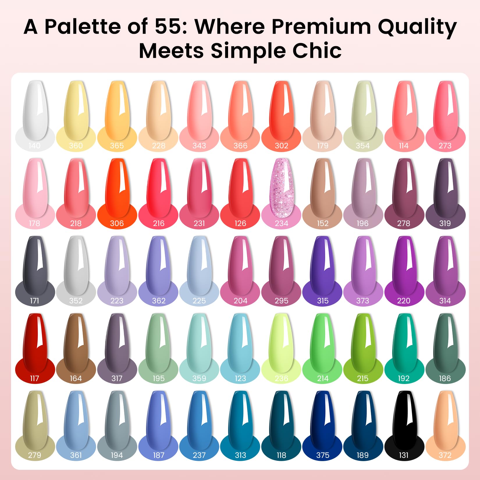 Phoenixy 71 Pcs Gel Nail Kit with UV Light — 55 Colors, 60 Bottles, Base & Top Coats, DIY Manicure Set