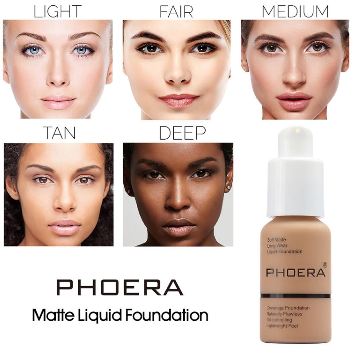 nvyue PHOERA Foundation 106 Warm Sun – 2 Pack Full Coverage Liquid Foundation