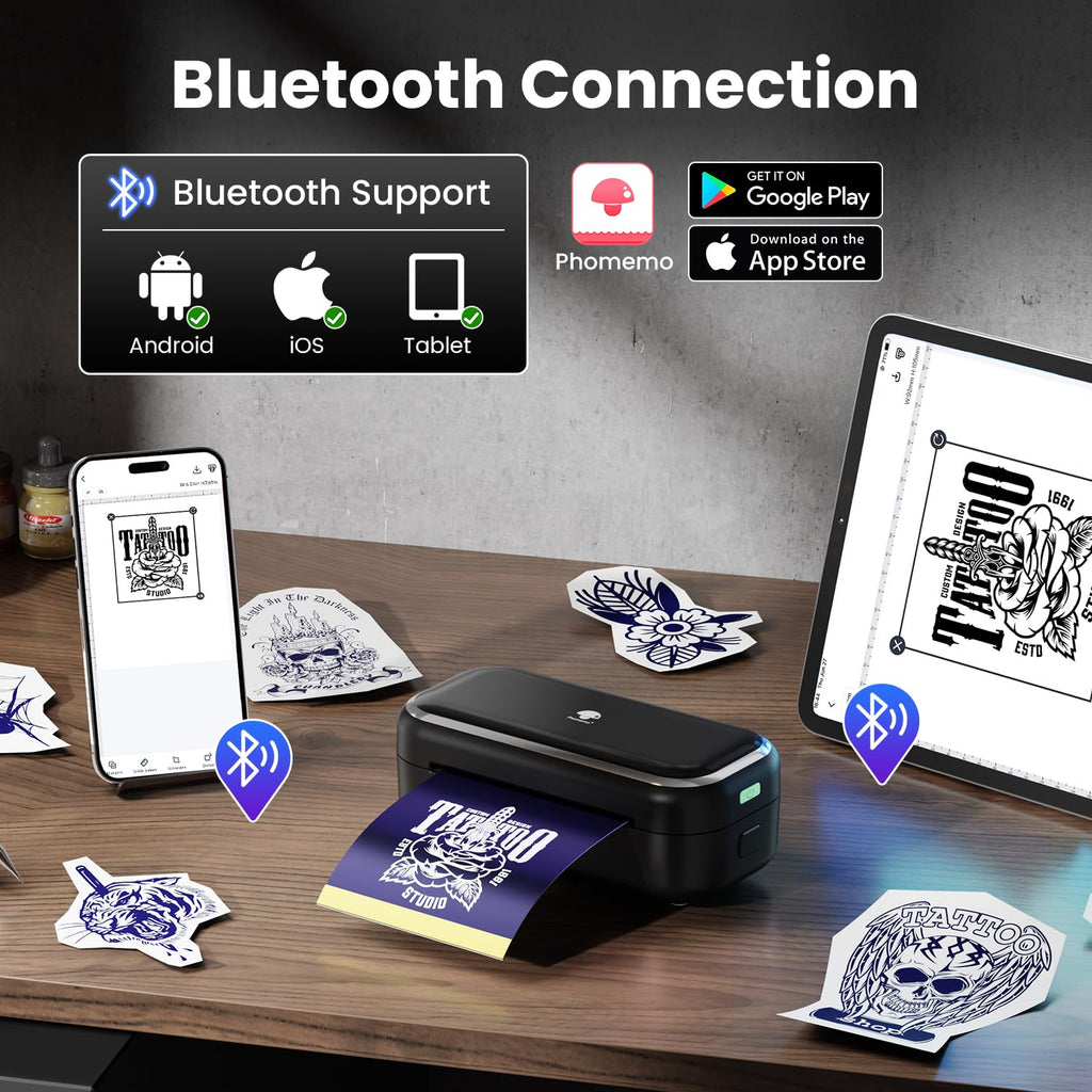 Phomemo TP31 Tattoo Printer — Portable Bluetooth Mini Tattoo Maker with 30 Transfer Papers