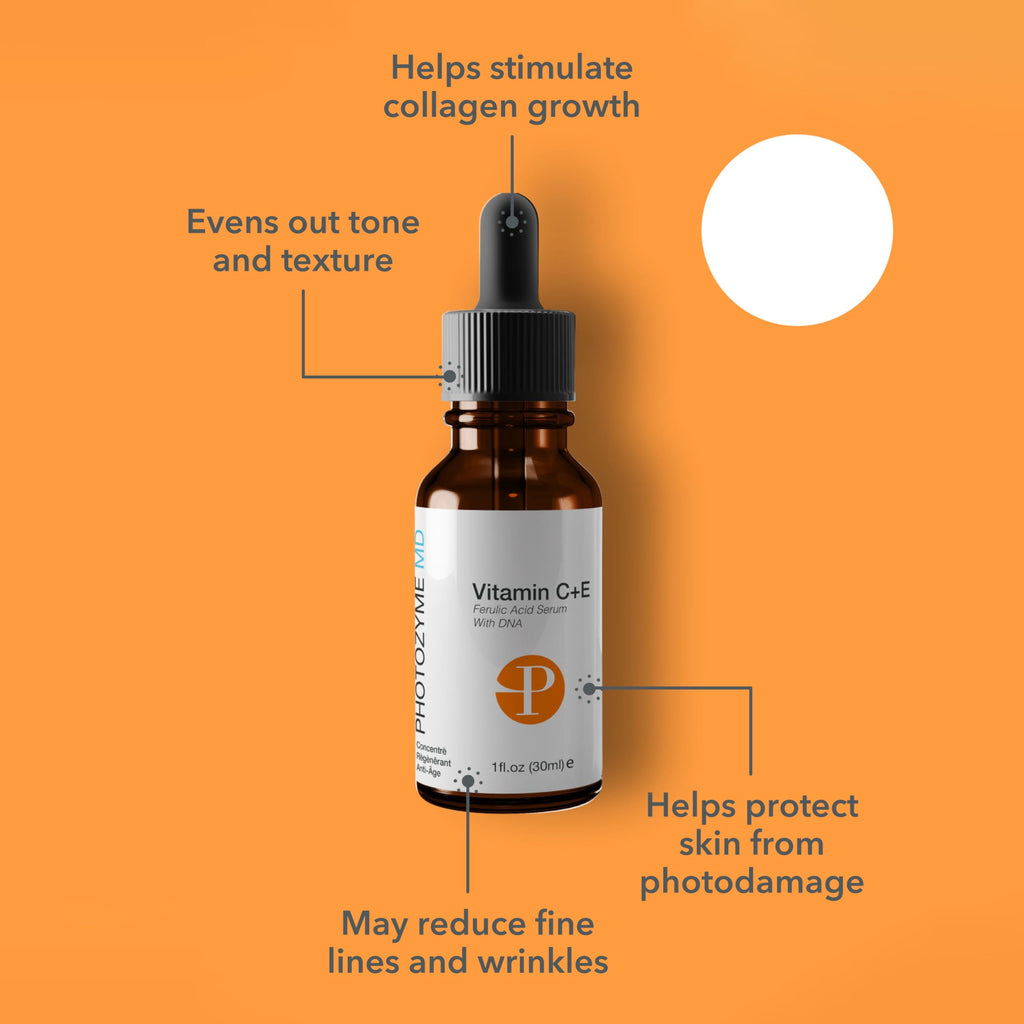 Photozyme Vitamin C + E Ferulic Acid Anti-Aging Serum for Face, 1 fl oz / 30 ml