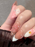 PHYLIN LEAF Handmade Press On Nails – Medium Almond, 3D Sea Shell & Butterfly Design