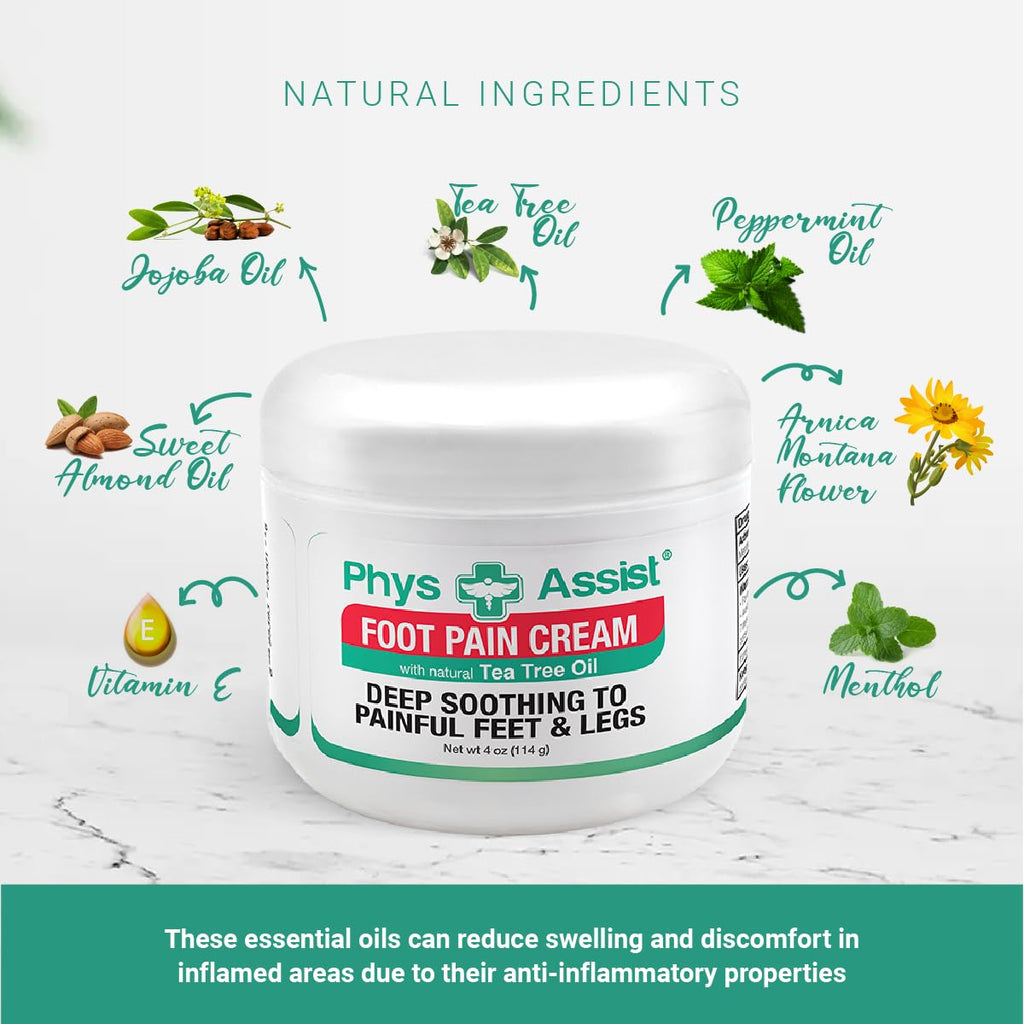 PhysAssist Soothing Foot Cream for Feet & Legs – Hydrating 4 oz Jar