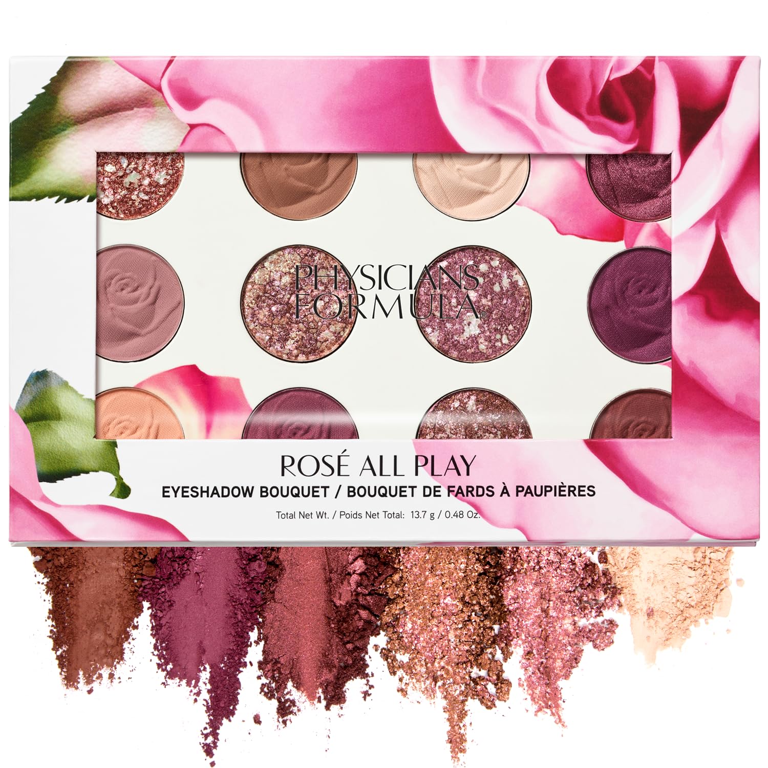 Physicians Formula Eyeshadow Bouquet – 12-Shade Palette with Rose Extract | Shimmer, Matte & Satin Finishes
