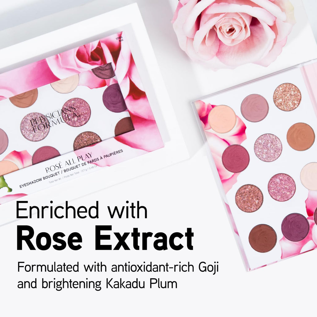 Physicians Formula Eyeshadow Bouquet – 12-Shade Palette with Rose Extract | Shimmer, Matte & Satin Finishes