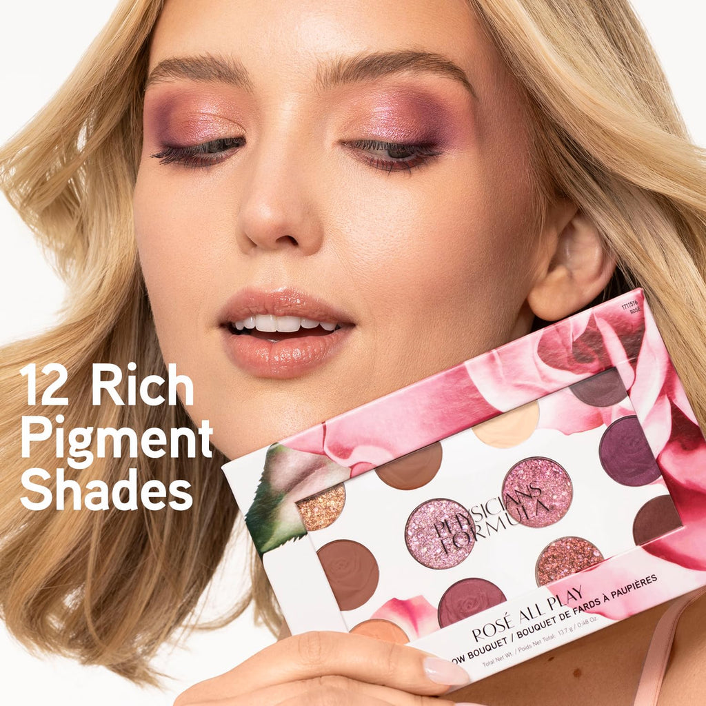 Physicians Formula Eyeshadow Bouquet – 12-Shade Palette with Rose Extract | Shimmer, Matte & Satin Finishes