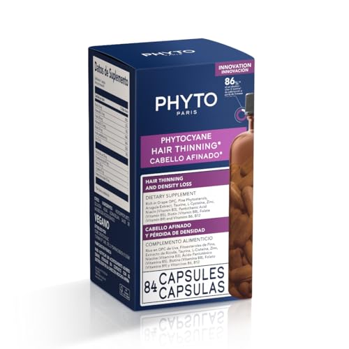 PHYTOCYANE Anti-Hair Thinning Dietary Supplement — 84 Capsules, 12-Week Supply, Vegan & Gluten/Lactose-Free