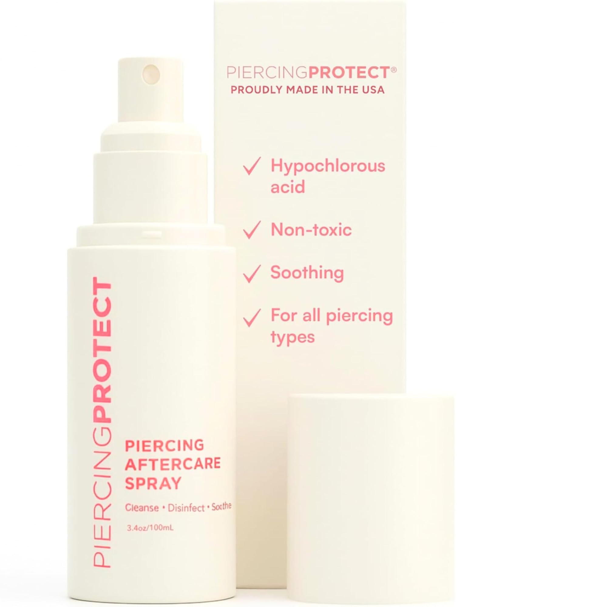 Piercing Protect Piercing Aftercare Spray Hypochlorous – Non-Toxic, Alcohol-Free Ear Piercing Cleaner