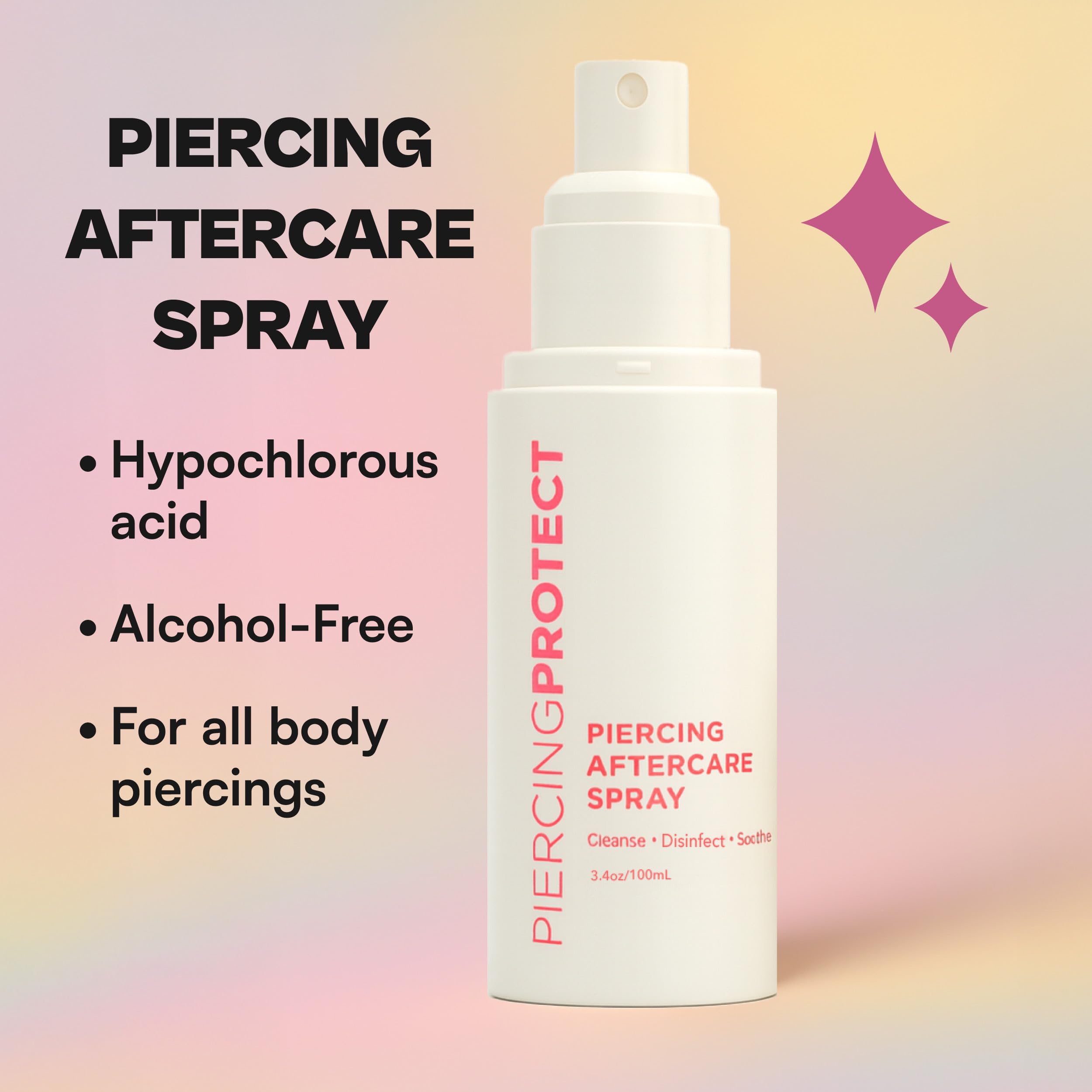Piercing Protect Piercing Aftercare Spray Hypochlorous – Non-Toxic, Alcohol-Free Ear Piercing Cleaner