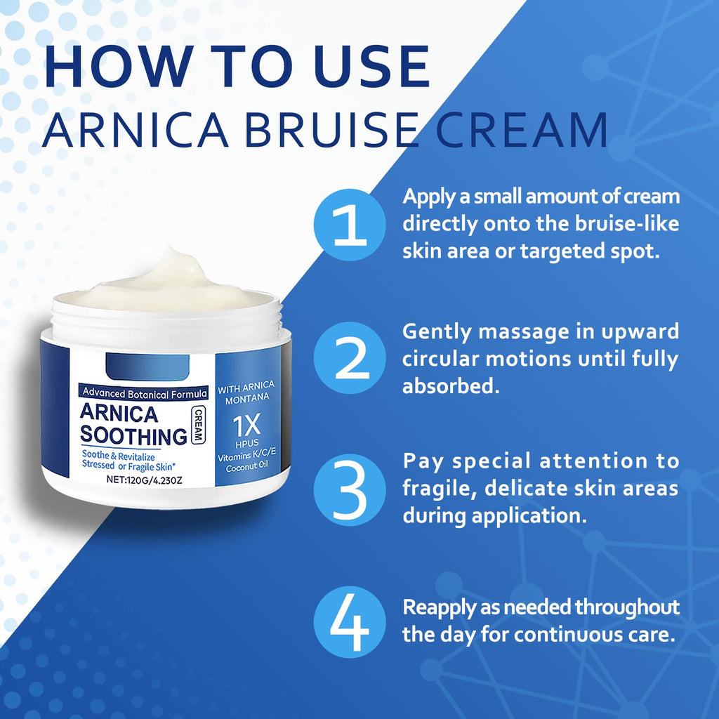 PIFLAT Arnica Bruise Cream – Extra Strength, Soothing & Fast-Acting (4.23 oz/120 g) with Arnica Montana + Vitamins K/C/E
