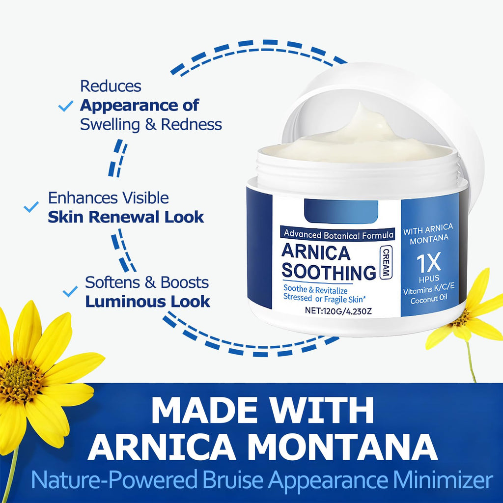 PIFLAT Arnica Bruise Cream – Extra Strength, Soothing & Fast-Acting (4.23 oz/120 g) with Arnica Montana + Vitamins K/C/E