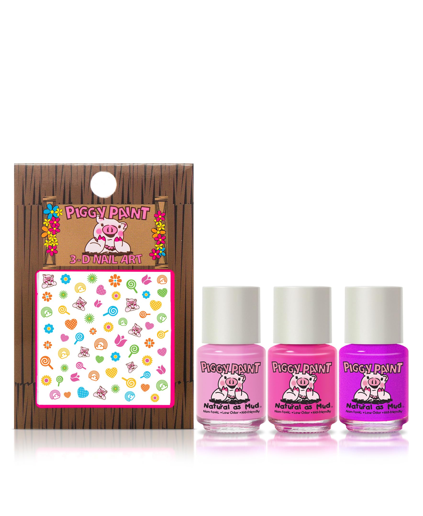 Piggy Paint Rainbow Party Gift Set | 3 Non-Toxic, Water-Based Polishes