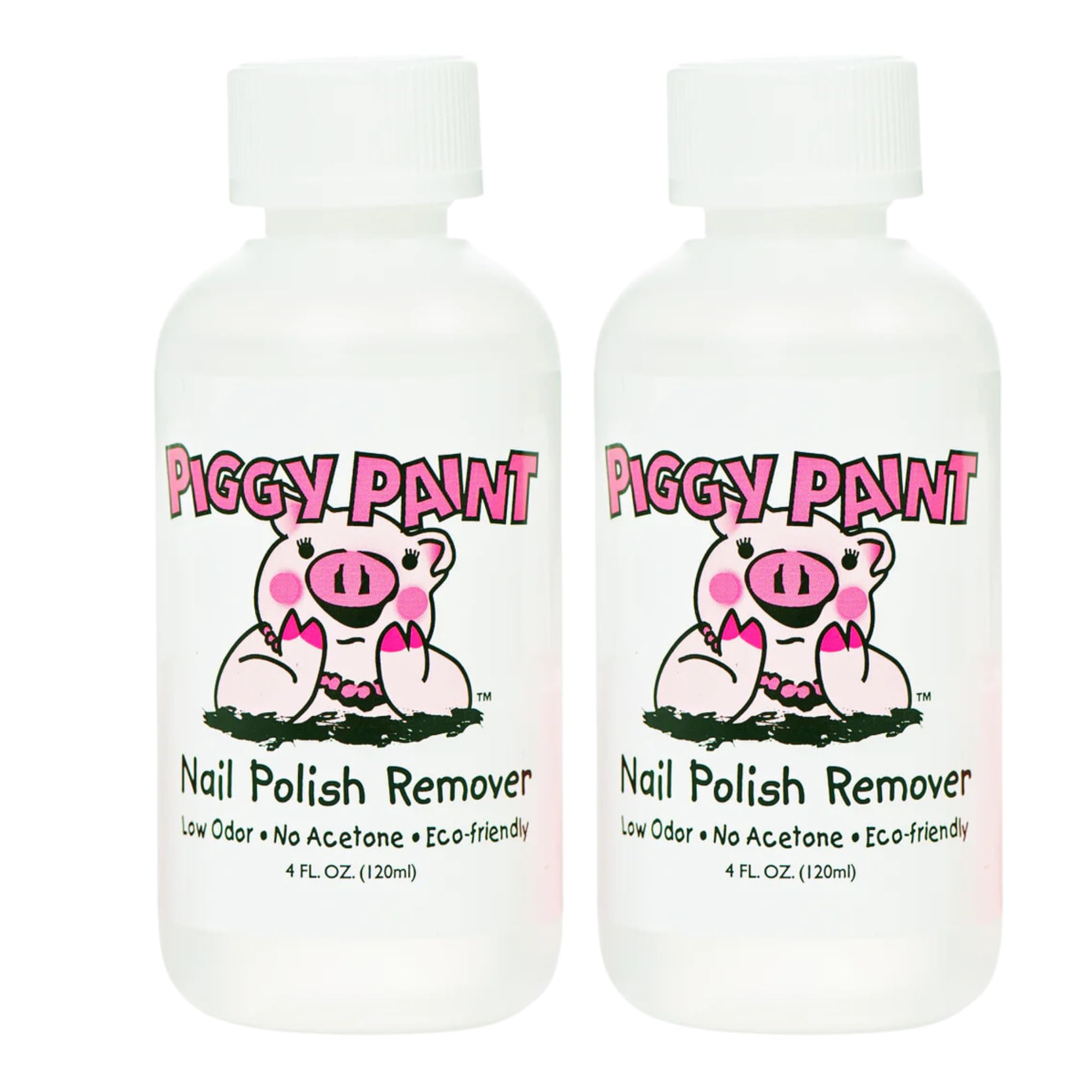 Piggy Paint Nail Remover – Gentle, Acetone-Free, Low Odor, 4 oz (Pack of 2)
