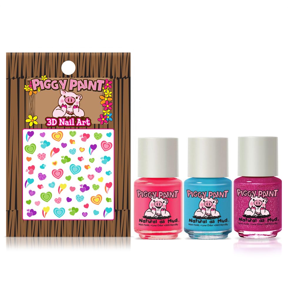 Piggy Paint Unicorn Fairy Gift Set - 100% Non-Toxic Kids Nail Polish (3 Polishes + Nail Art)