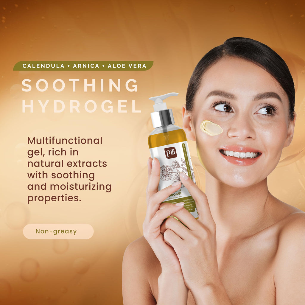 Pili Natural Hydrogel – Soothing Skin Gel with Arnica, Calendula, Centella Asiatica & Aloe Vera | Paraben & Alcohol Free | 8.8 oz