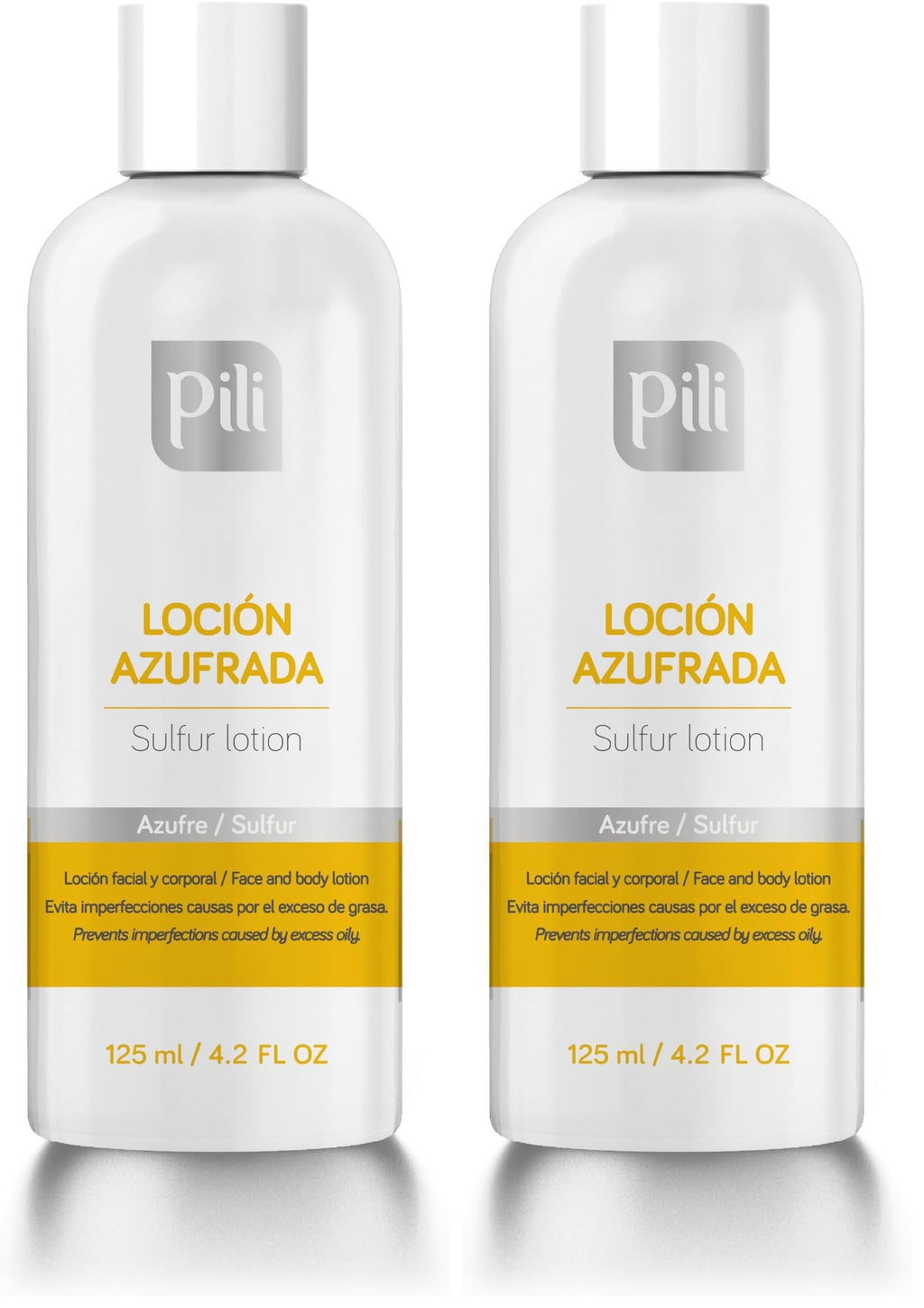 Pili Natural Pili Sulfur Lotion – Oil Control & Shine Reduction | Lightweight, Fast-Absorbing 4.2 fl oz (Pack of 2)