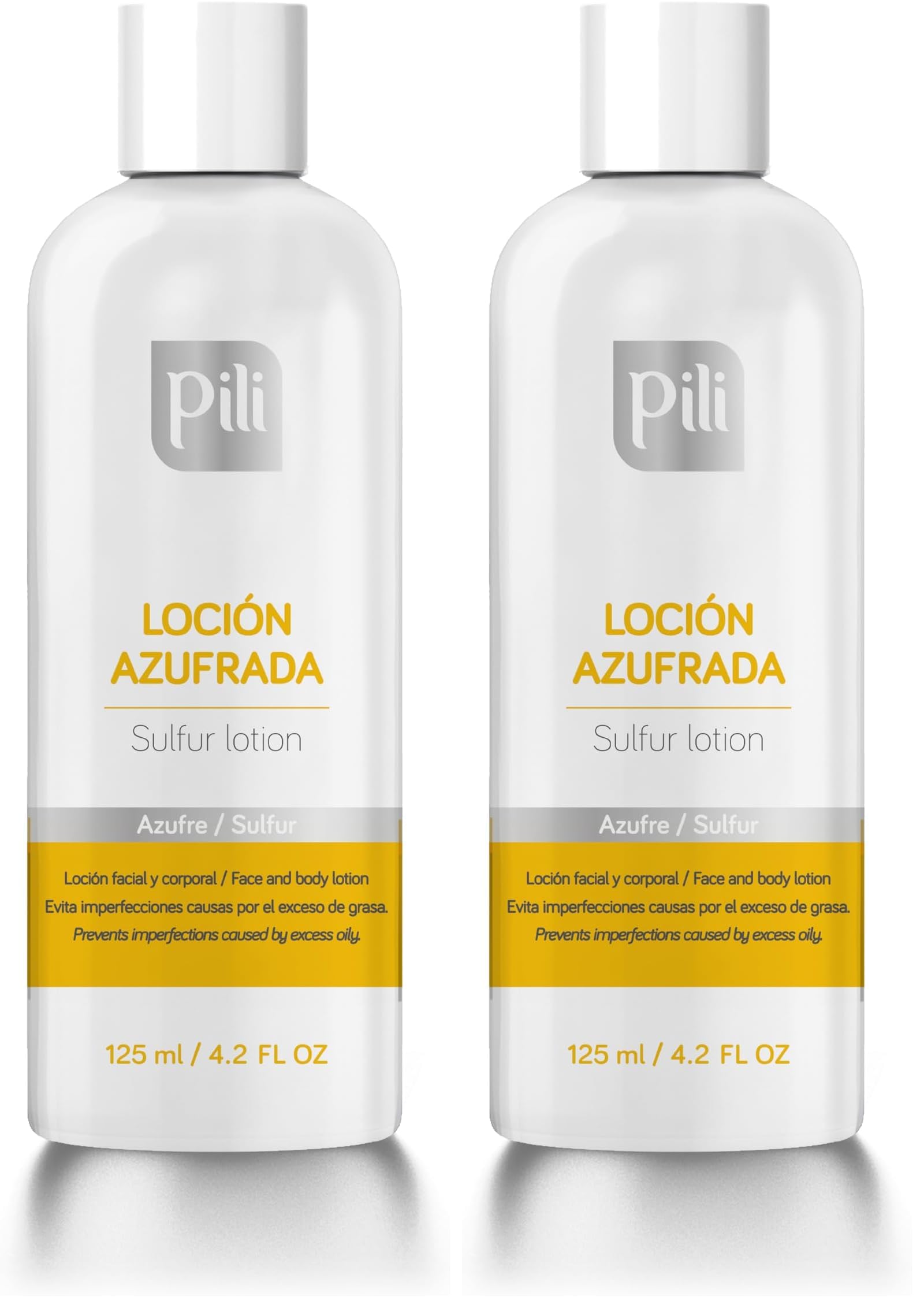 Pili Natural Pili Sulfur Lotion – Oil Control & Shine Reduction | Lightweight, Fast-Absorbing 4.2 fl oz (Pack of 2)
