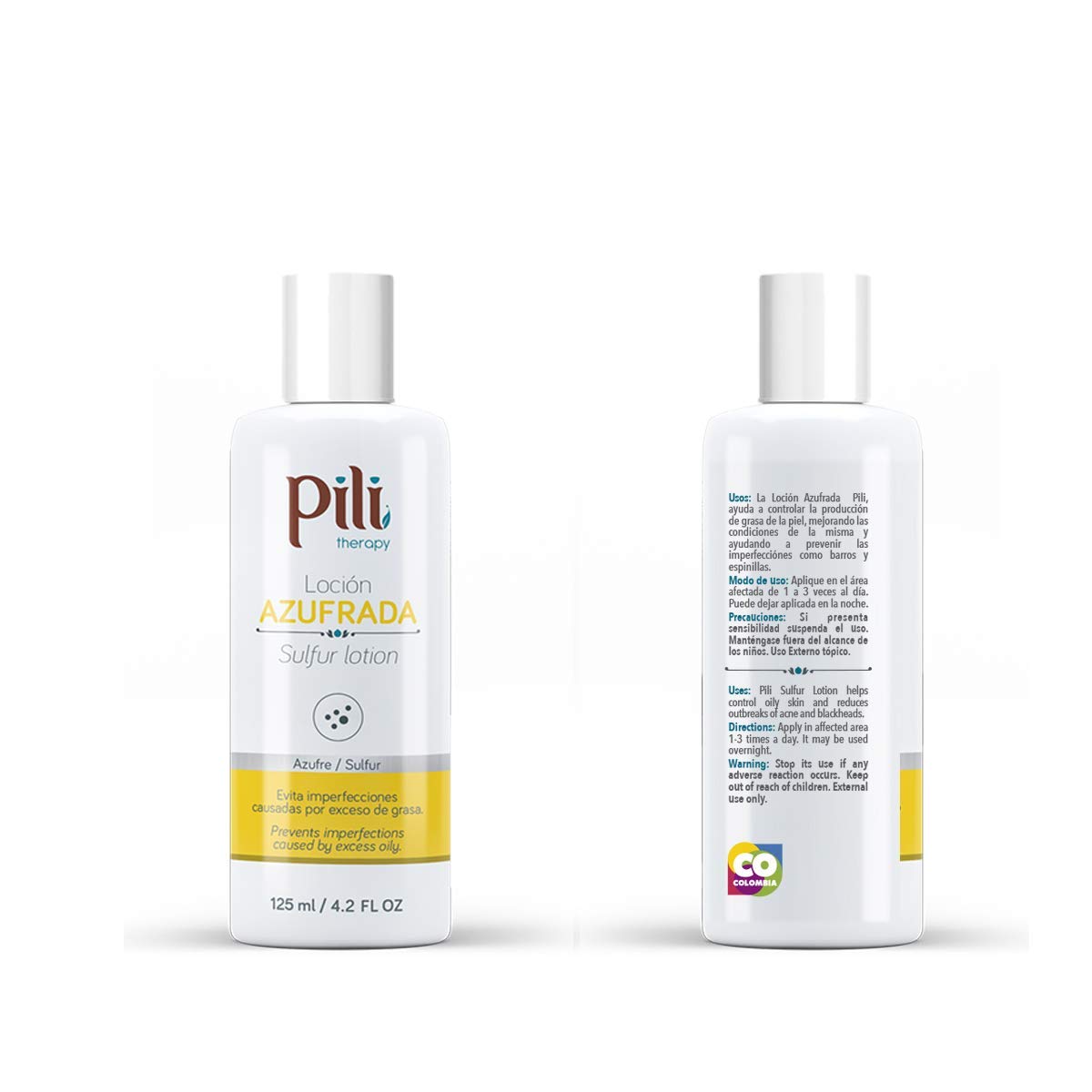 Pili Natural Pili Sulfur Lotion – Oil Control & Shine Reduction | Lightweight, Fast-Absorbing 4.2 fl oz (Pack of 2)