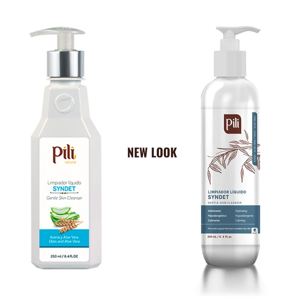 Pili Natural Syndet - Gentle Skin Cleanser with Oatmeal & Aloe Vera | Hypoallergenic for Sensitive Skin | 8.4 fl oz x2