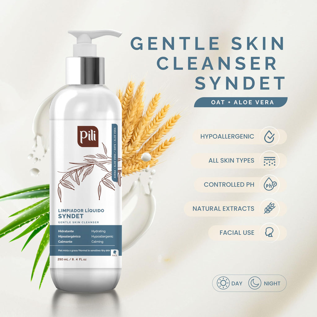Pili Natural Syndet - Gentle Skin Cleanser with Oatmeal & Aloe Vera | Hypoallergenic for Sensitive Skin | 8.4 fl oz x2