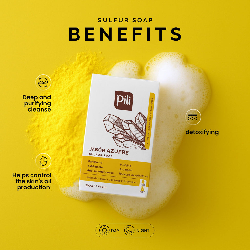 Pili Natural Sulfur Soap Bars (3 Pack) – Deep Cleansing & Oil Control for All Skin Types