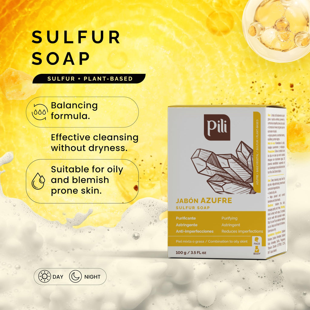 Pili Natural Sulfur Soap Bars (3 Pack) – Deep Cleansing & Oil Control for All Skin Types