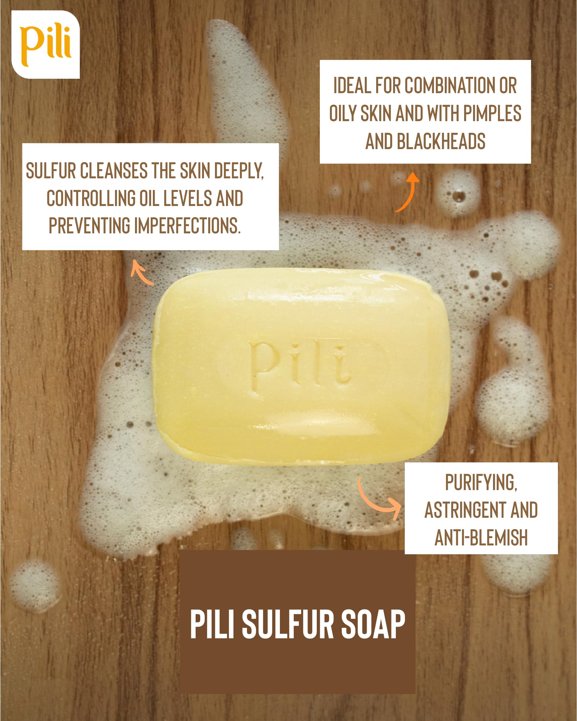 Pili Natural Sulfur Soap Bars (3 Pack) – Deep Cleansing & Oil Control for All Skin Types