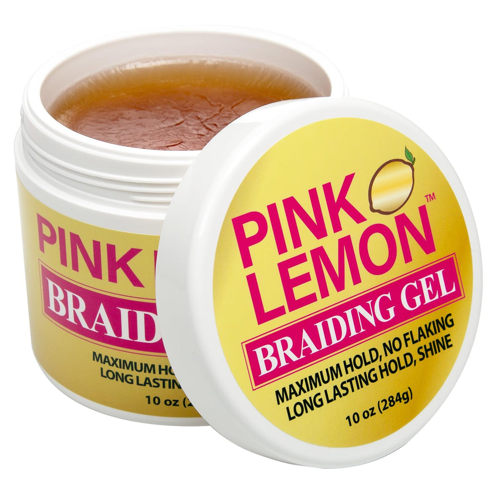 PINK LEMON Braiding Gel - Maximum Hold, High Shine, No Flaking | 10 oz