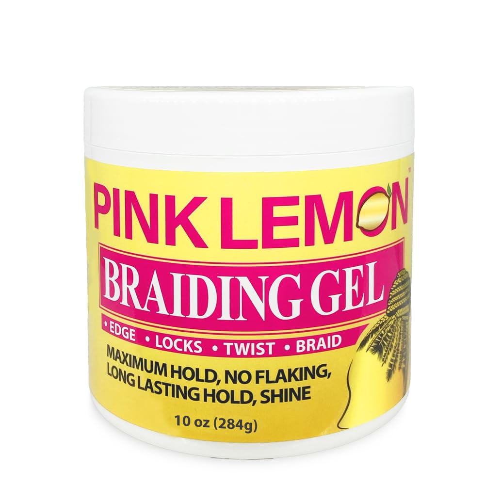 PINK LEMON Braiding Gel - Maximum Hold, High Shine, No Flaking | 10 oz