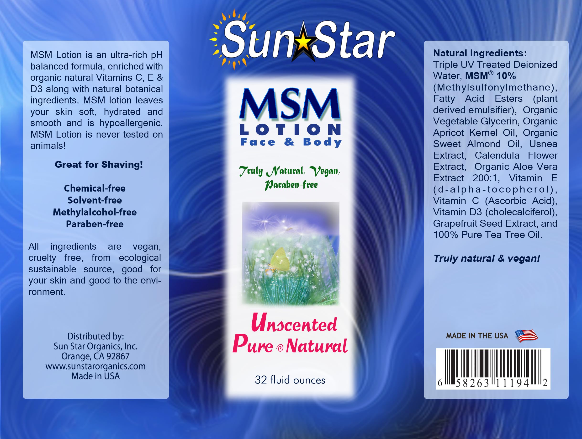 Pink Rhyme MSM Natural Pure Lotion 32 ozs | Hypoallergenic Daily Moisturizer