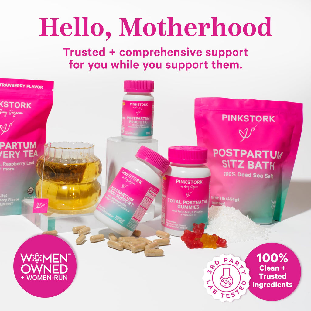 Pink Stork Postpartum Sitz Bath Soak – Unscented Dead Sea Magnesium for Perineal Care (16 oz)