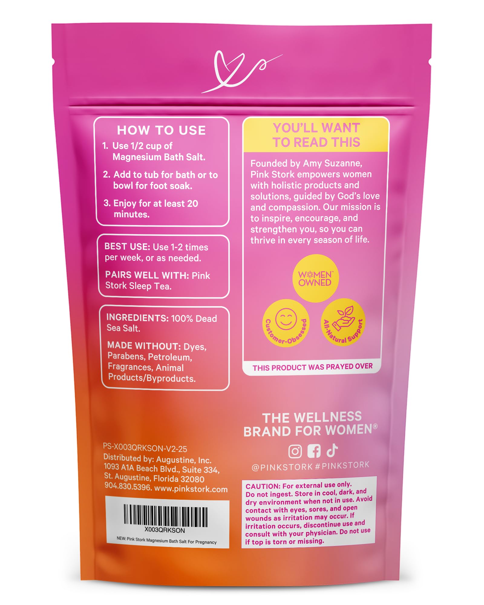 Pink Stork Pregnancy Bath Soak – Unscented Dead Sea Magnesium Flakes (2 lb)
