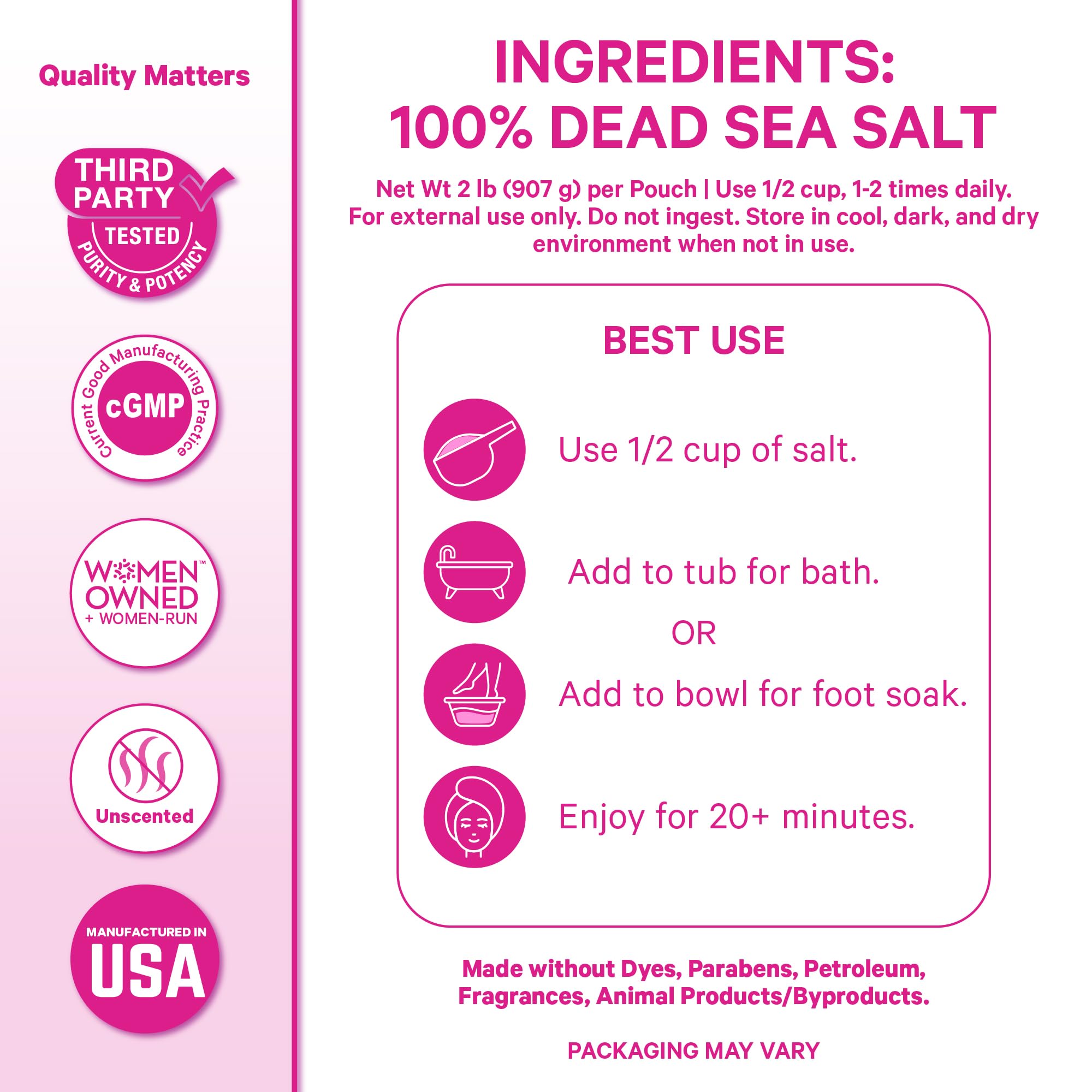Pink Stork Pregnancy Bath Soak – Unscented Dead Sea Magnesium Flakes (2 lb)