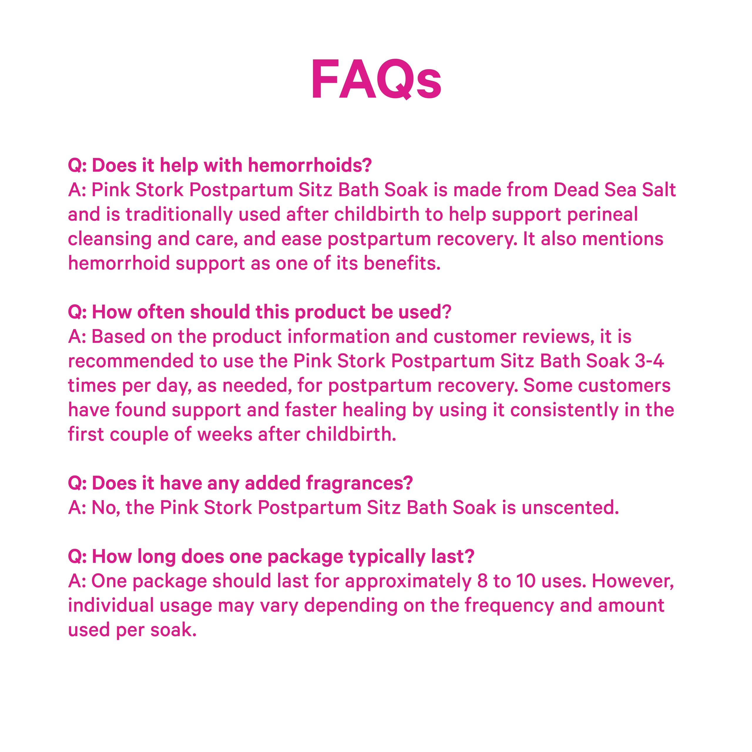 Pink Stork Postpartum Sitz Bath Soak – Unscented Dead Sea Magnesium for Perineal Care (16 oz)