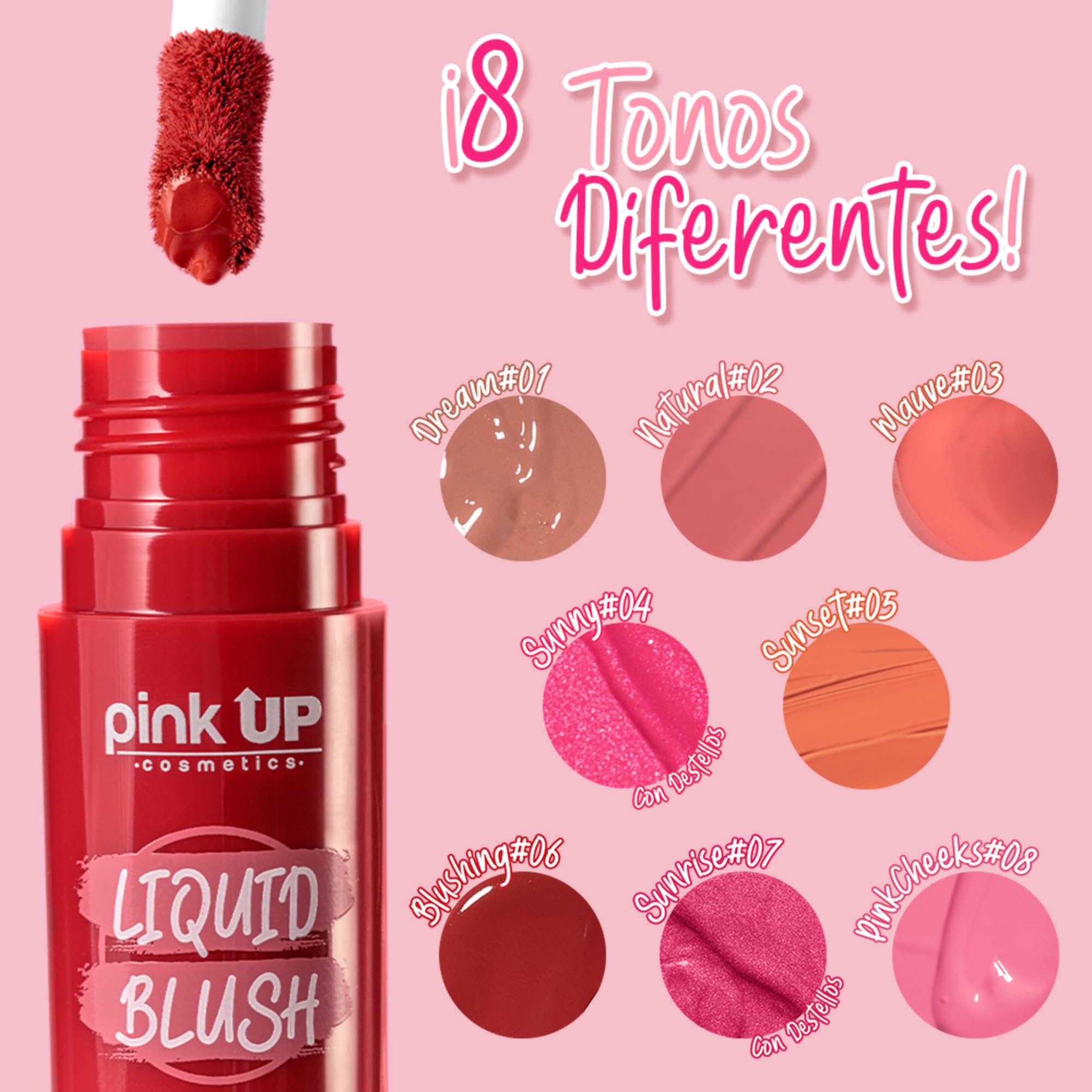PINK UP | Liquid Blush Sunrise – Long-Lasting, Non-Greasy, Matte with Subtle Shimmer | 6ml | PKLB07