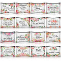 Pinkunn 16-Piece Spanish Floral Canvas Makeup Bags with Zipper – Inspirational Gift Set