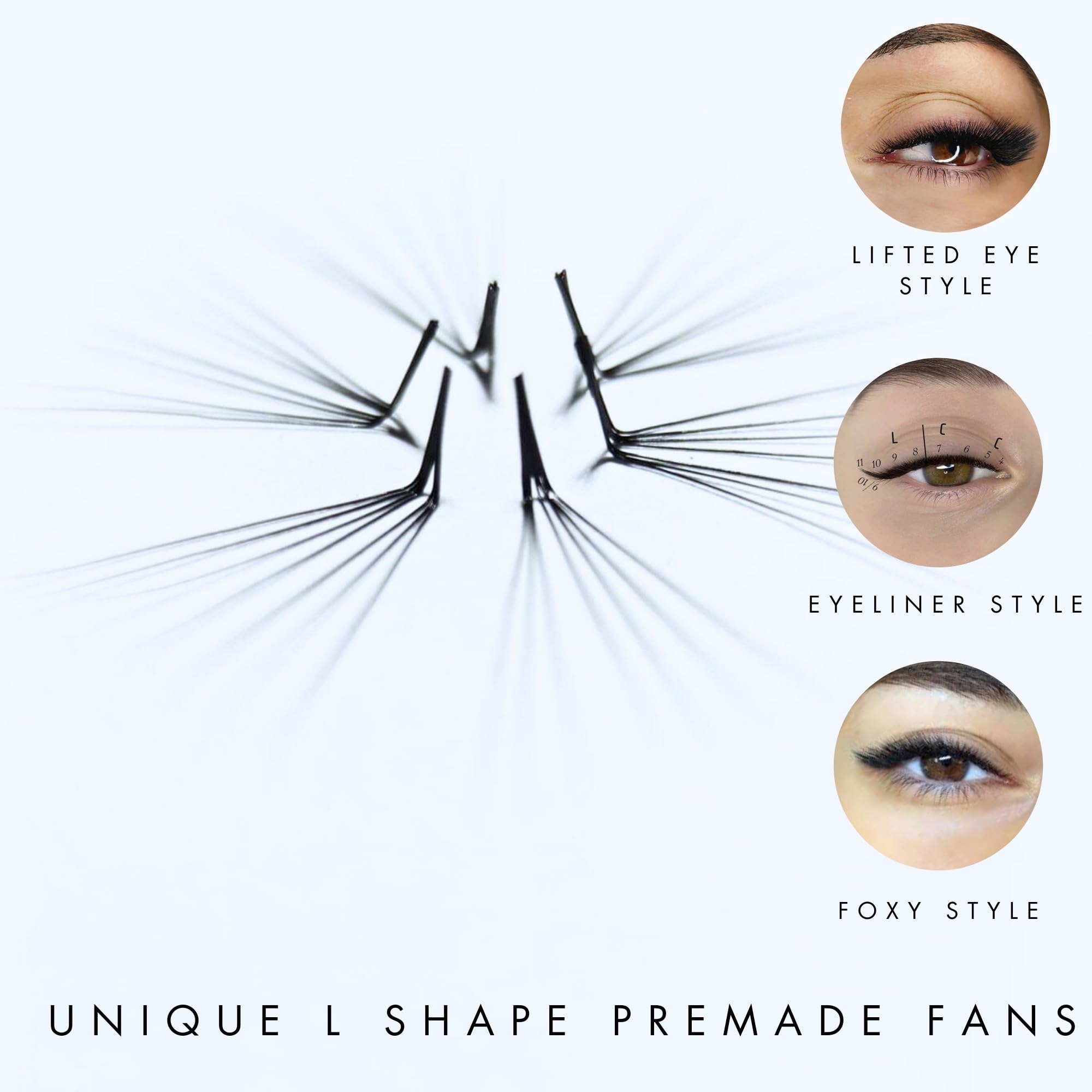 6D 1200 Premade Volume Fans – 9–16mm, 8 Curl Options (C CC D M L) 0.07mm | For Pro Lash Artists | Pinneacle