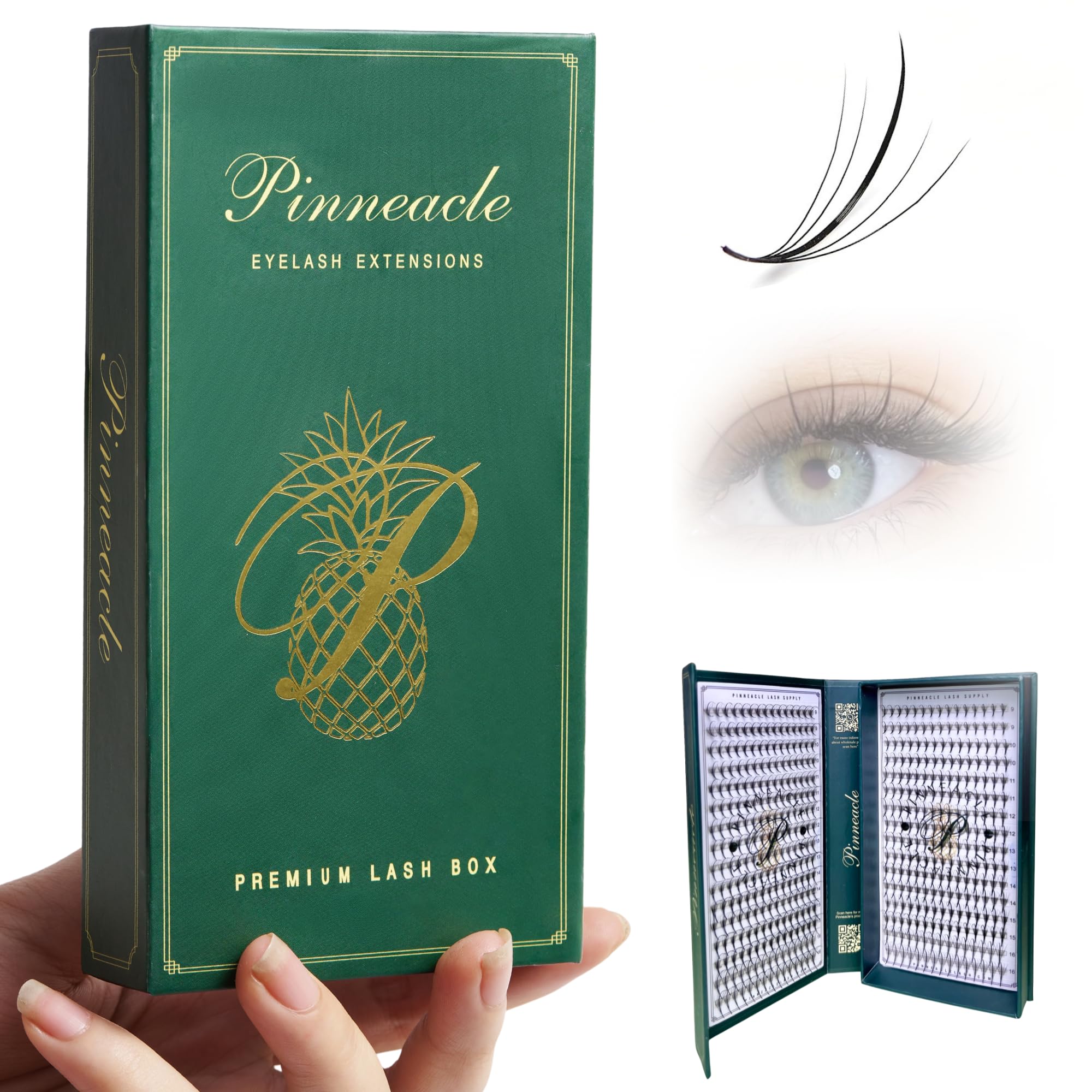 Pinneacle Wispy Promade Fans Box – Black & Brown Premade Lash Fans, C/D Curl, 8–13mm