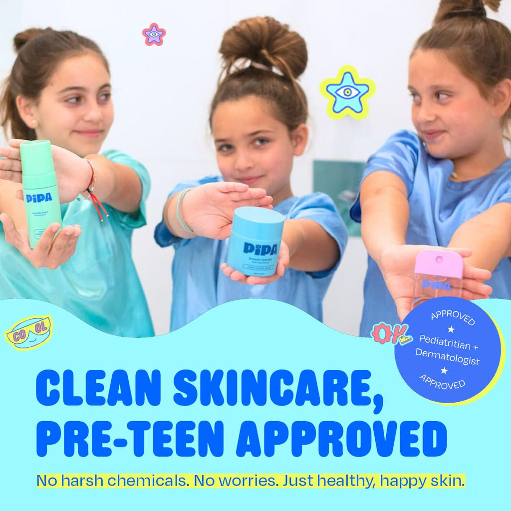 Pipa Skincare Start Young Bundle Gift Set | 3-Step Tween Skincare for Girls 8–12