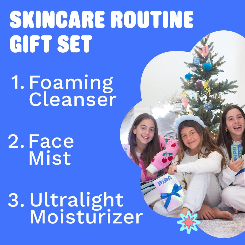 Pipa Skincare Start Young Bundle Gift Set | 3-Step Tween Skincare for Girls 8–12