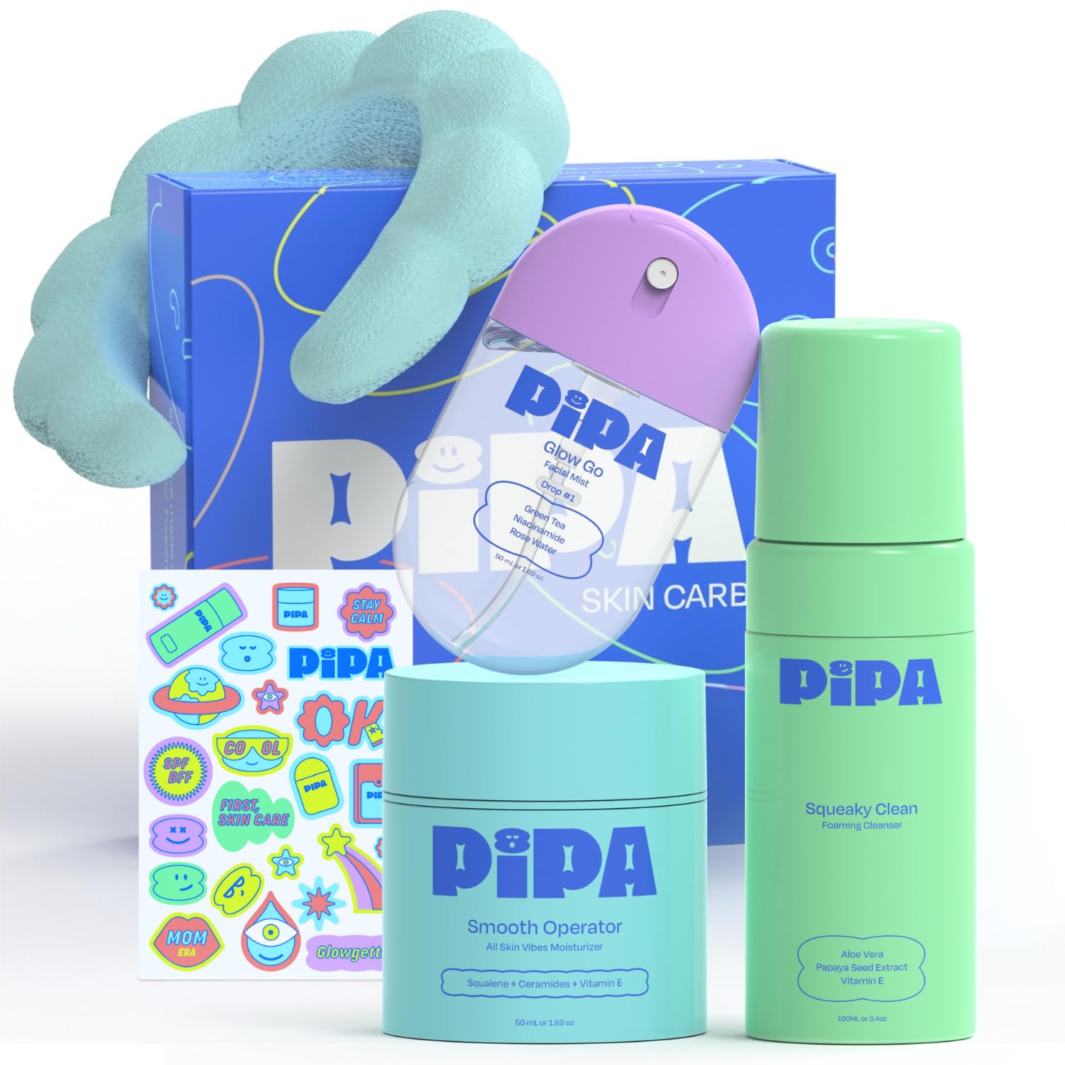 Pipa Skincare Start Young Bundle Gift Set | 3-Step Tween Skincare for Girls 8–12