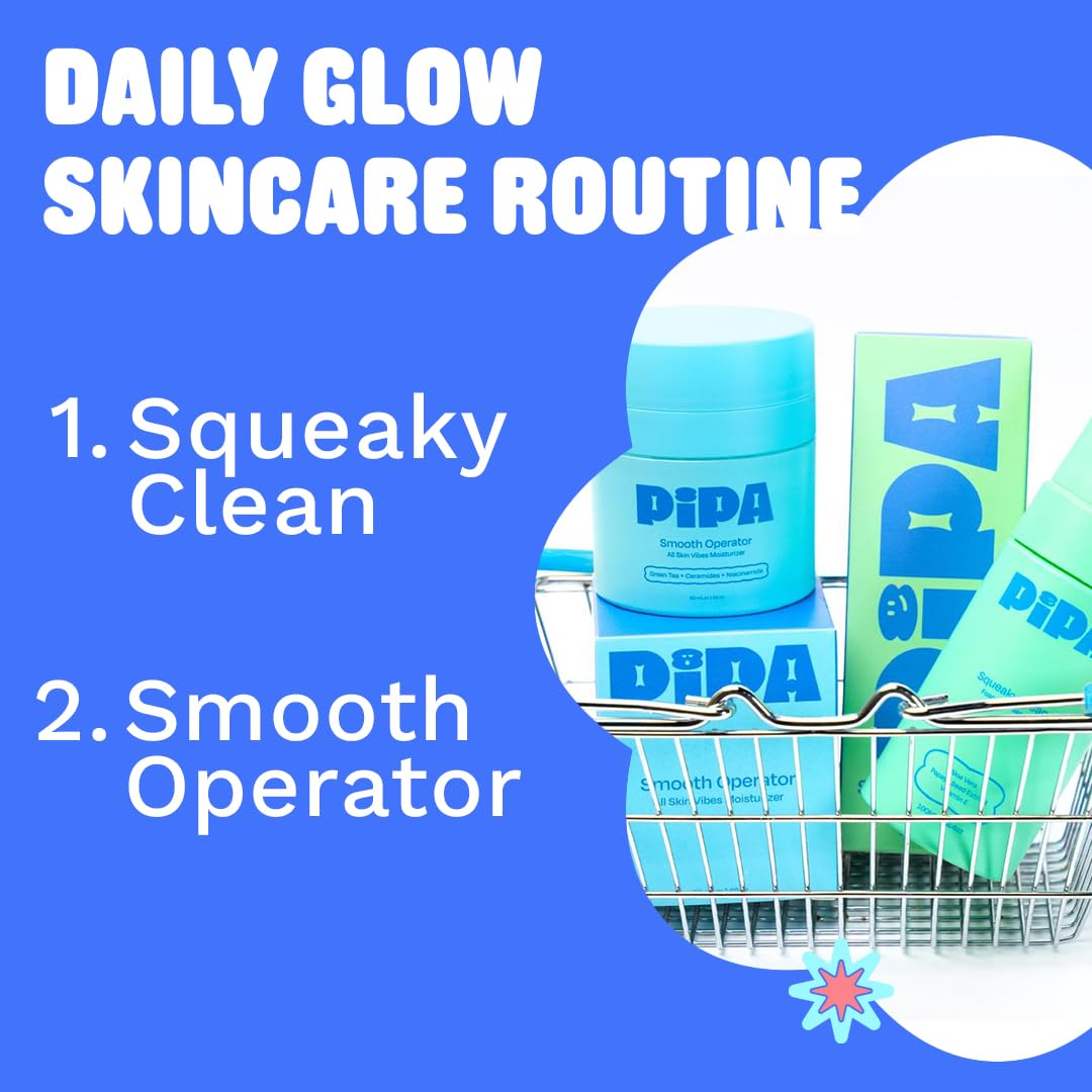 Pipa Daily Glow Bundle for Kids & Tweens | Gentle Cleanser + Lightweight Moisturizer + Pouch