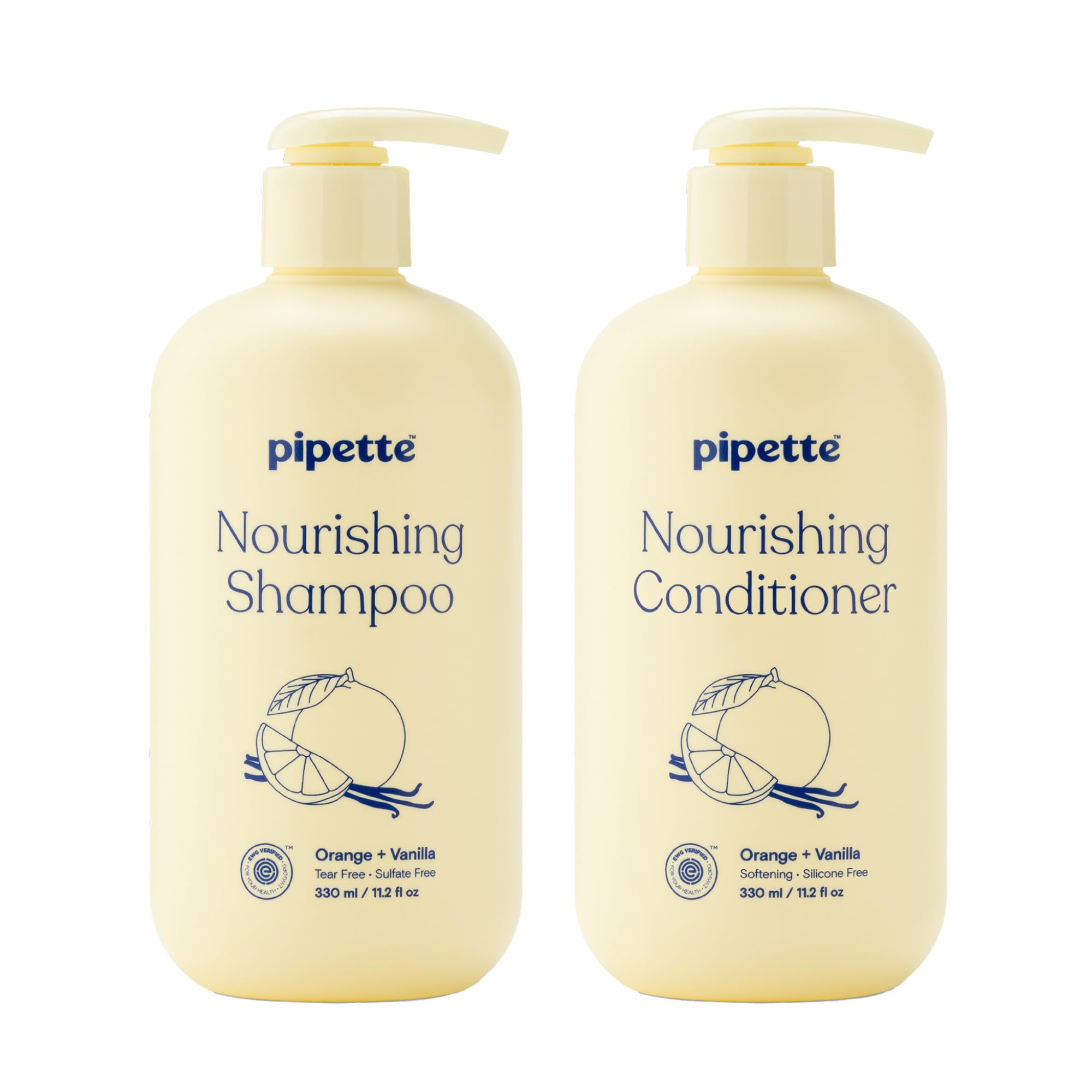 Pipette Daily Nourishing Kids Shampoo & Conditioner Duo — Tear-Free, Sulfate-Free, Hypoallergenic
