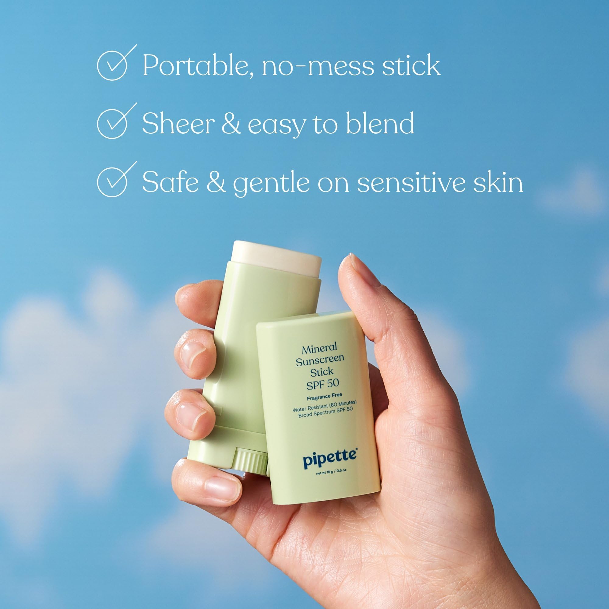 Pipette Mineral Sunscreen Lotion + Stick Duo SPF 30–50 – Clean, Hypoallergenic UV Protection