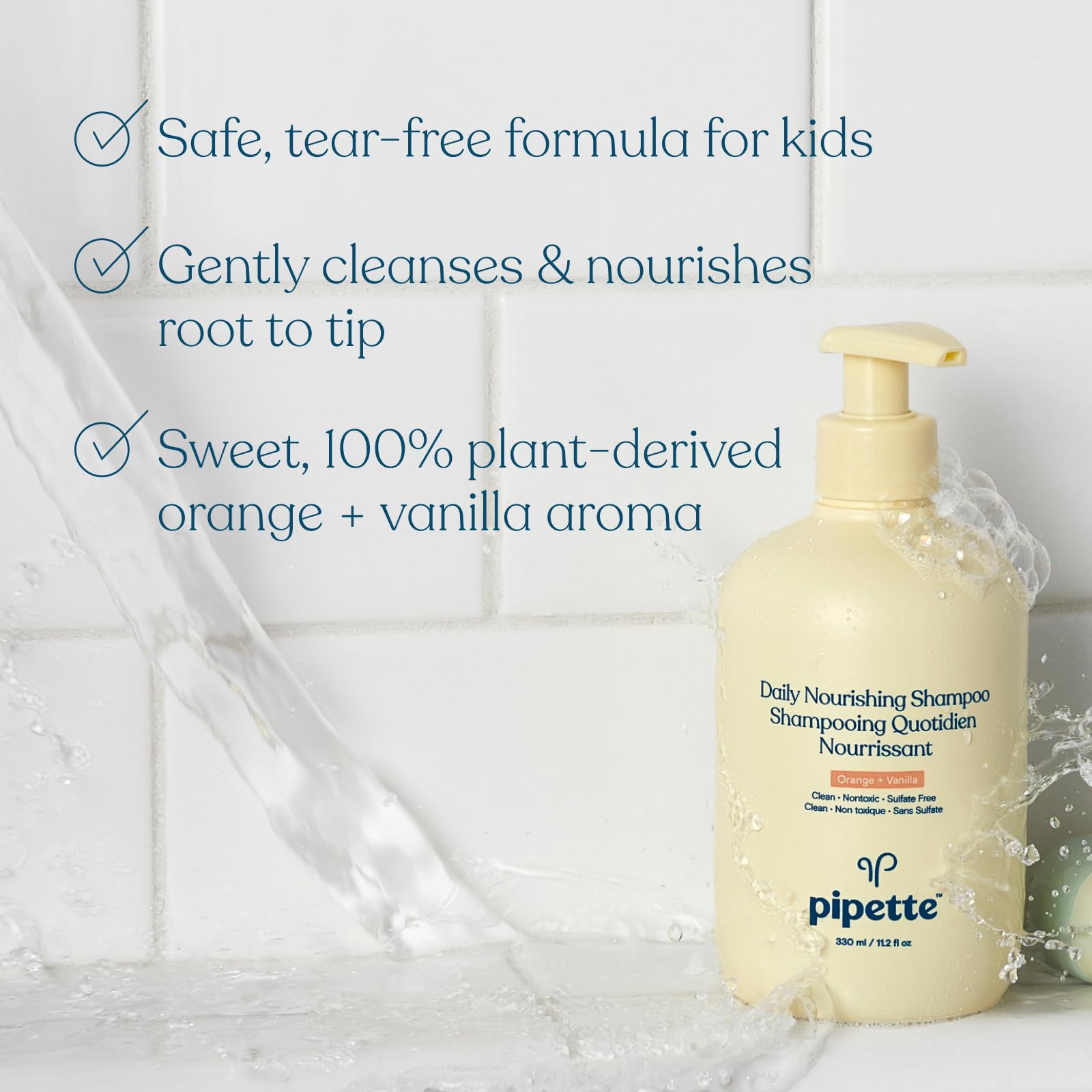Pipette Daily Nourishing Kids Shampoo & Conditioner Duo — Tear-Free, Sulfate-Free, Hypoallergenic