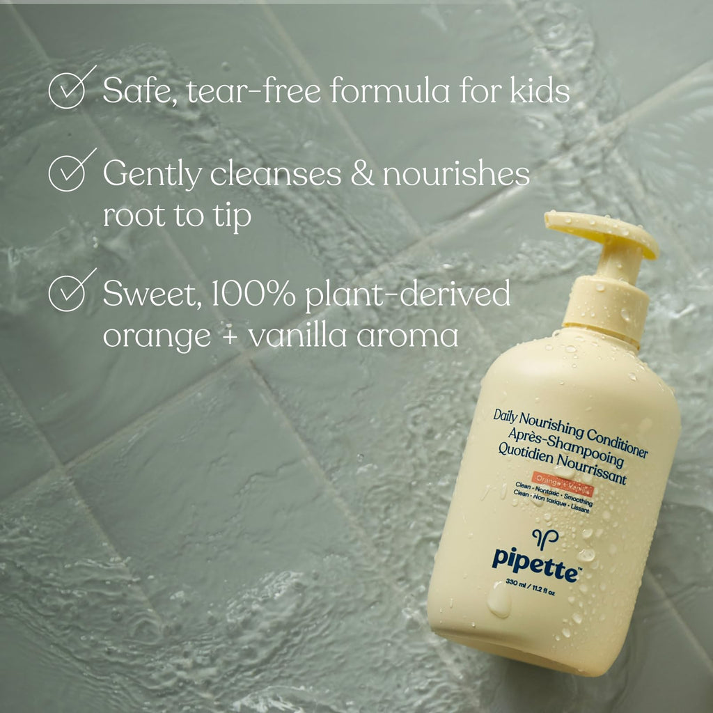 Pipette Daily Nourishing Kids Shampoo & Conditioner Duo — Tear-Free, Sulfate-Free, Hypoallergenic