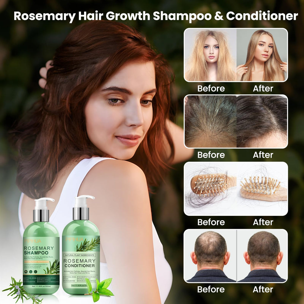 PIPIHUA Rosemary Hair Growth Shampoo & Conditioner Set | Tea Tree, Mint & Biotin