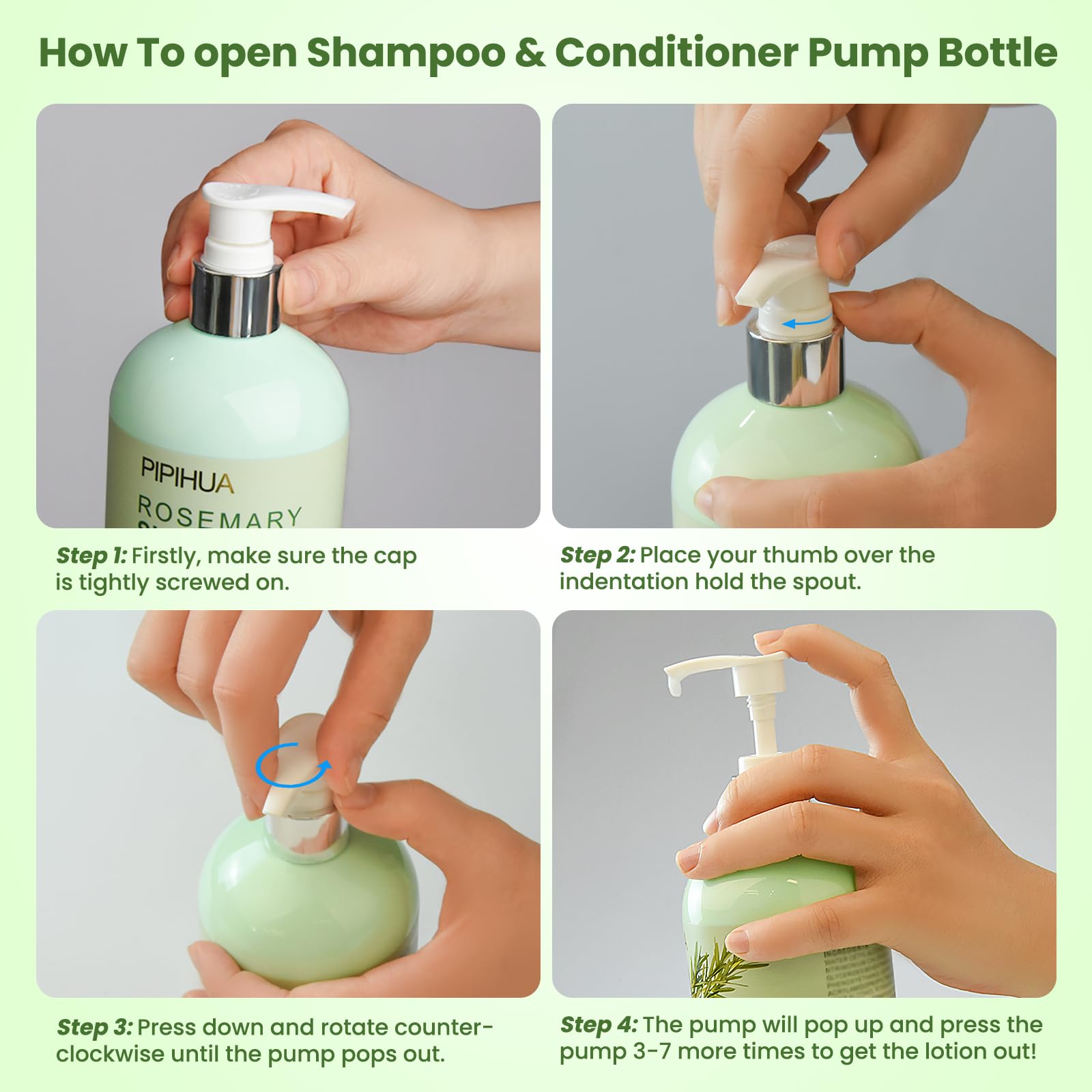 PIPIHUA Rosemary Hair Growth Shampoo & Conditioner Set | Tea Tree, Mint & Biotin