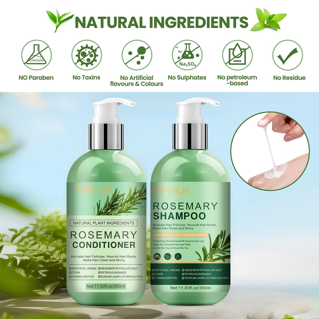 PIPIHUA Rosemary Hair Growth Shampoo & Conditioner Set | Tea Tree, Mint & Biotin