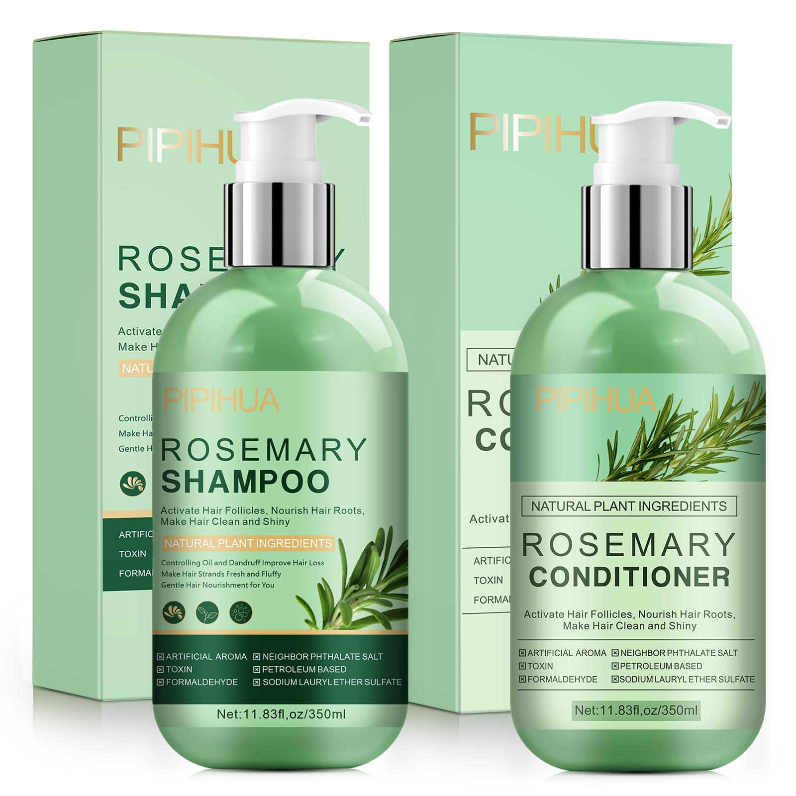 PIPIHUA Rosemary Hair Growth Shampoo & Conditioner Set | Tea Tree, Mint & Biotin