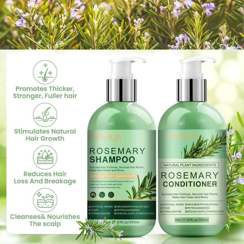 PIPIHUA Rosemary Hair Growth Shampoo & Conditioner Set | Tea Tree, Mint & Biotin